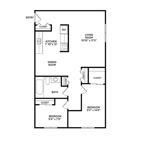 2 bedroom apartment floor plans in East Lansing, MI near Michigan State University | Valley Forge